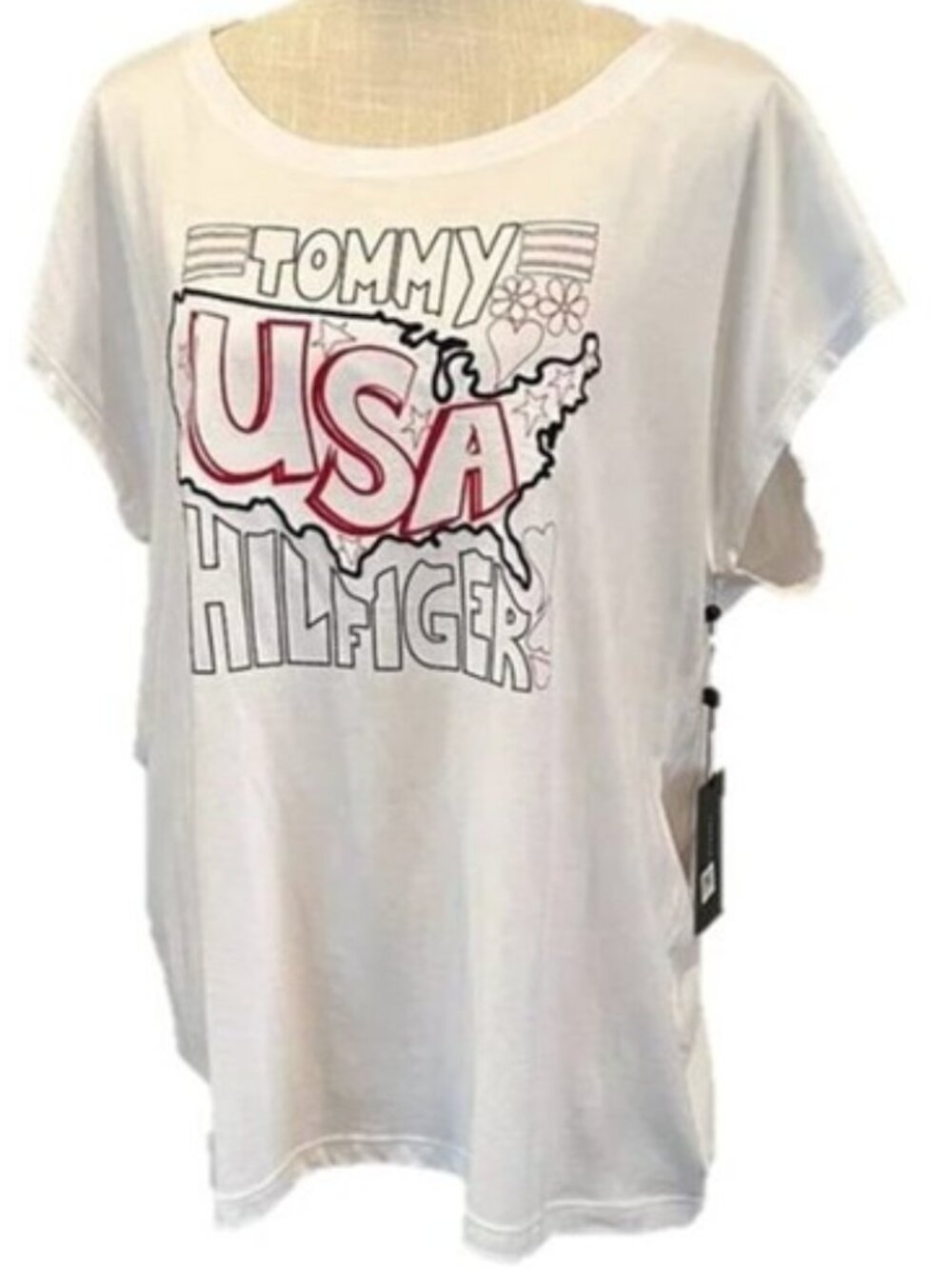 TOMMY HILFIGER USA Embroidered T-Shirt